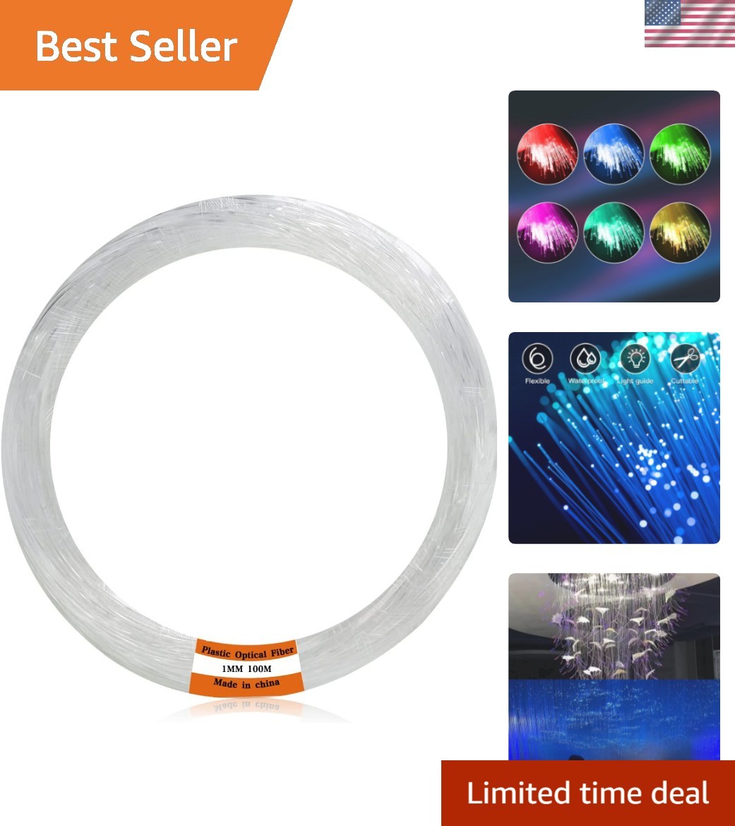 Plastic 0.04in/1mm Diameter 328ft100Meter PMMA Fiber Optic Roll End Glow Cabl…