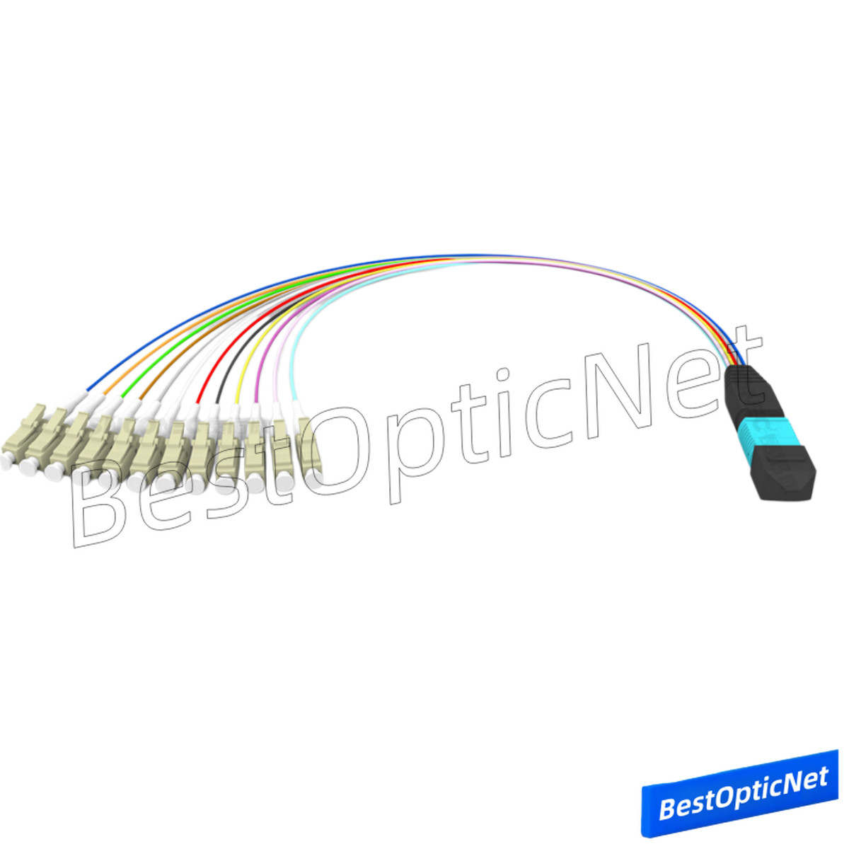 MPO Male to 12 LC OM3 12 Core Branch Fiber Optical Patch Cord Cable MTP Cassette