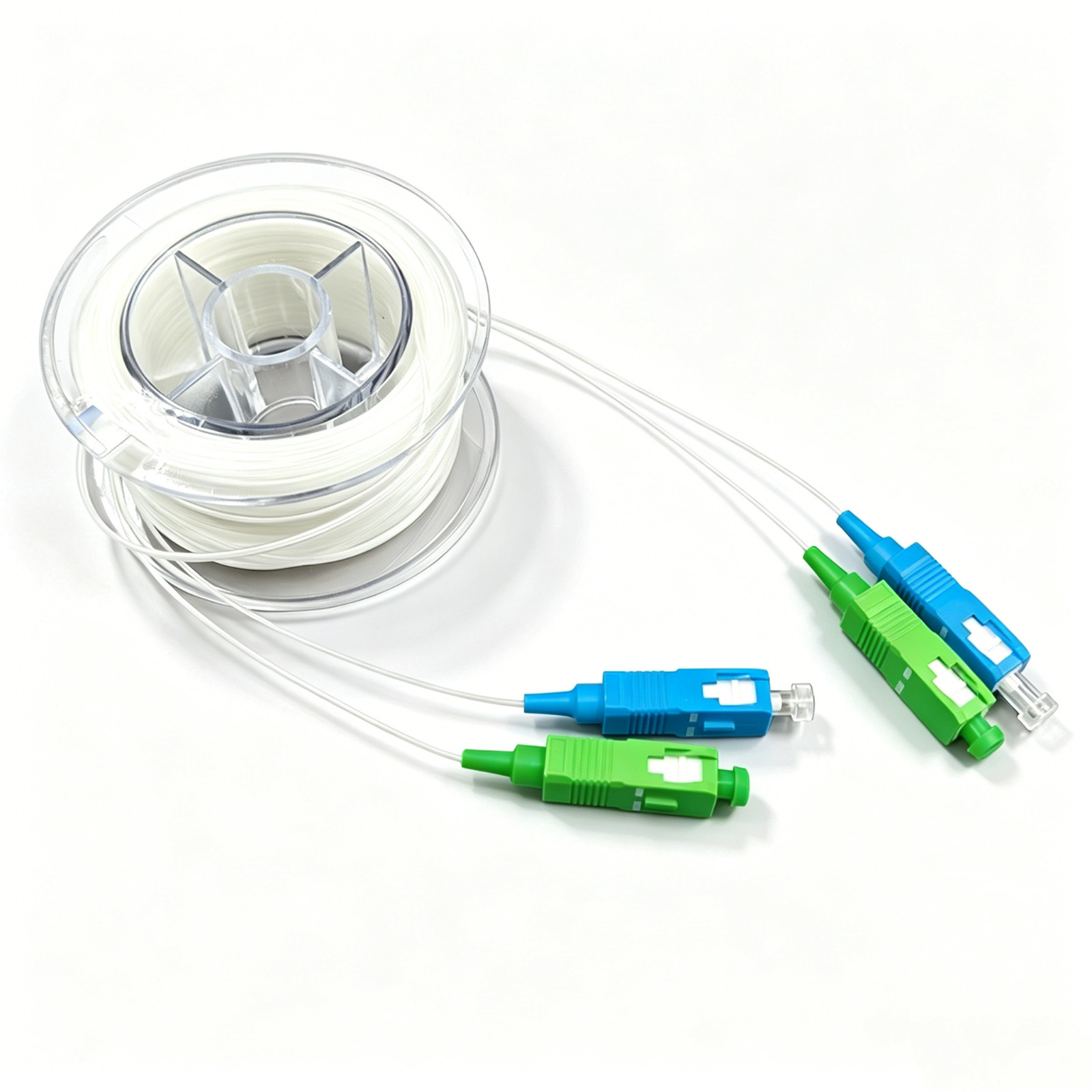 LC-LC SC-SC transparent patch cord drum duplex G657A2 10m-100m fiber optic cable