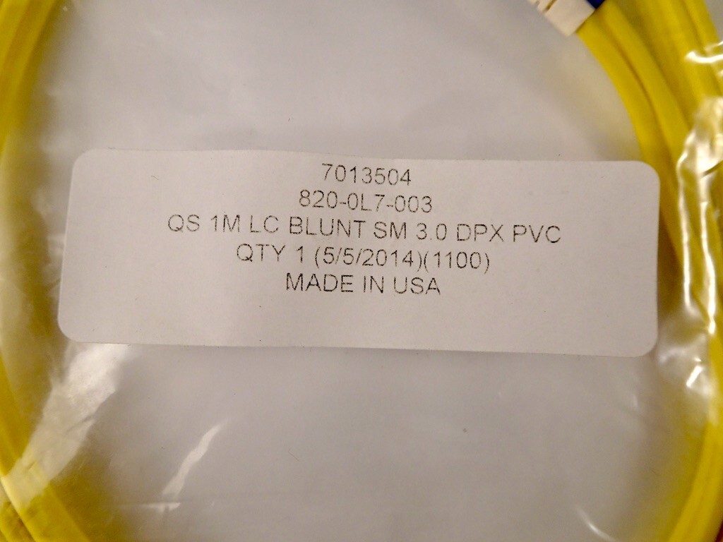 1 Meter LC to Blunt Duplex Single Mode Fiber Optic Patch Cable, New