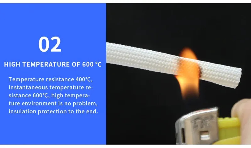 1M-5M Braided Fiberglass Sleeve High Temp Resistant Tube Chemical Glass Fiber