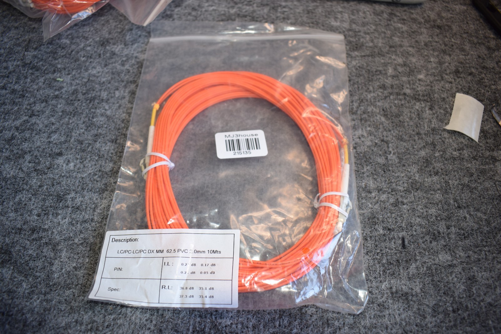Fiber Optical 10M-LC/PC-LC/PC-MD) MM DX 62.5 2.0mm PVC #215135-R1*B46