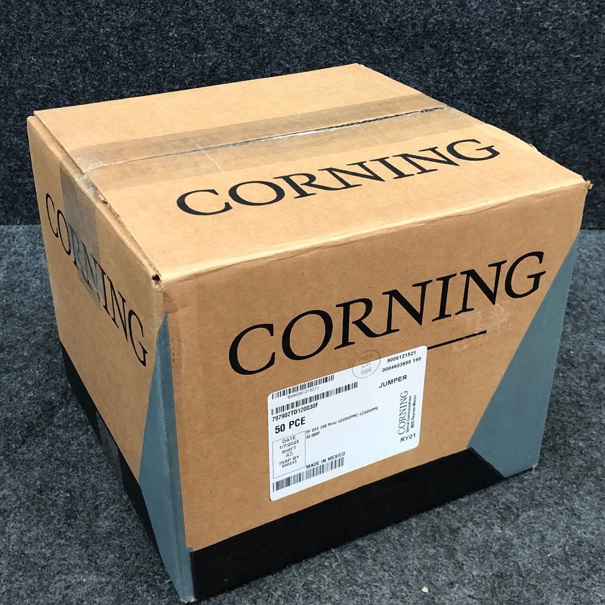 CORNING Fiber Patch Jumper Cables OM3 LC to LC Duplex Aqua Multimode, 50-Count