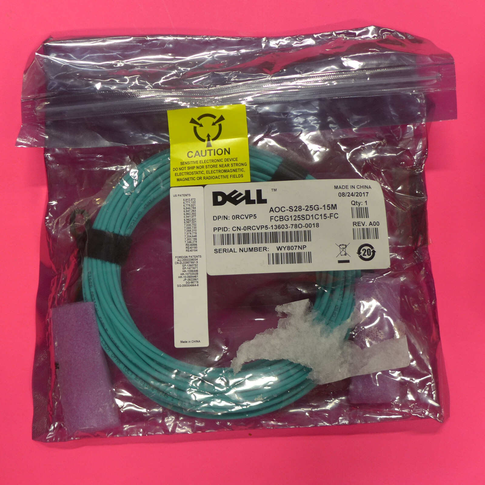 NEW Dell SFP28 to SFP28 25GbE Active Optic Fiber Cable RCVP5