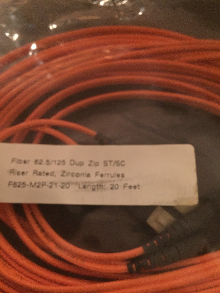 Lot Of 5 Fiber Dup Zip ST/SC 62.5/125 Fiber Patch Cable 20 Feet