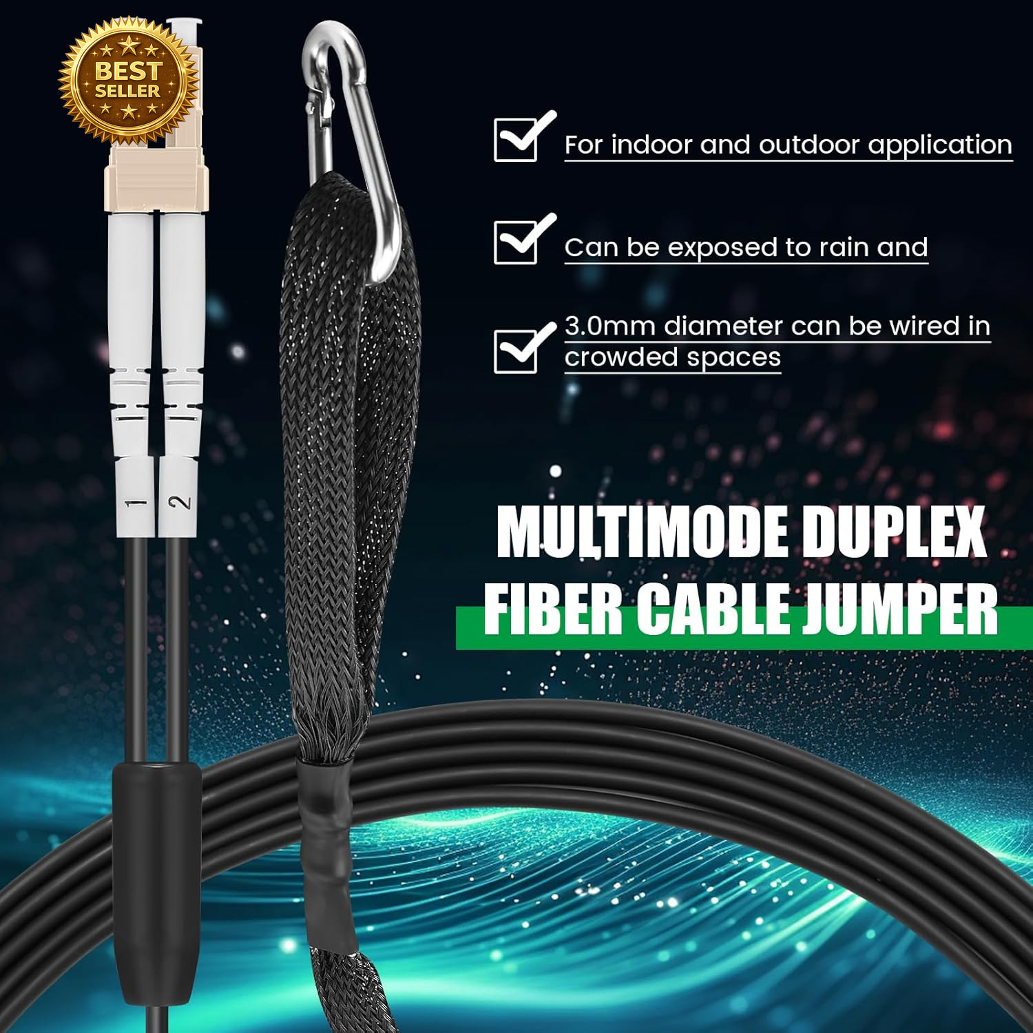 500Ft (150 Meters) OM3 Fiber LC to LC Multimode Outdoor Armored Fiber Optic Cabl