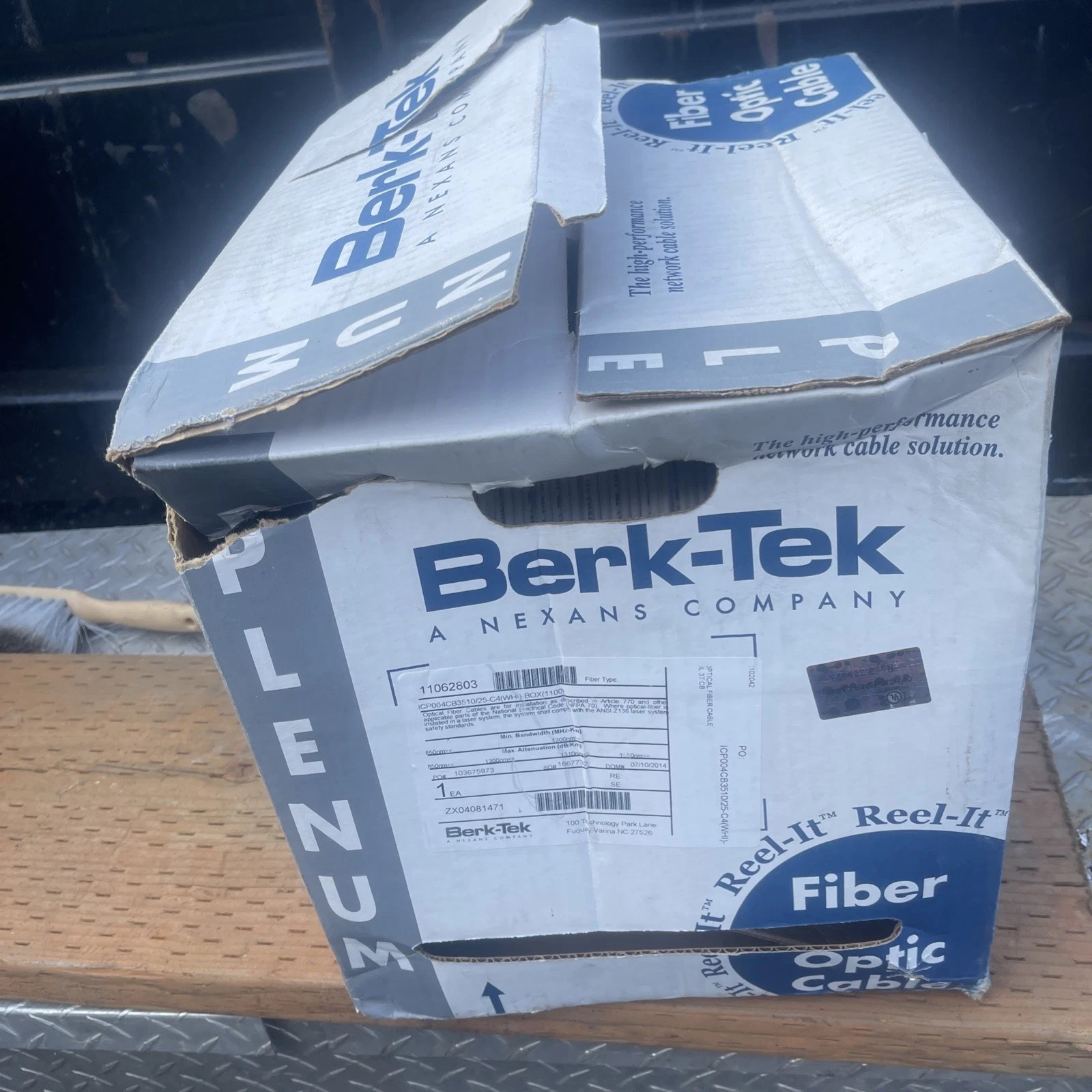 Berk-Tek Tight-Buffer Fiber Optic Cable Plenum White 1ft Reel-In Box UL 1046ft.