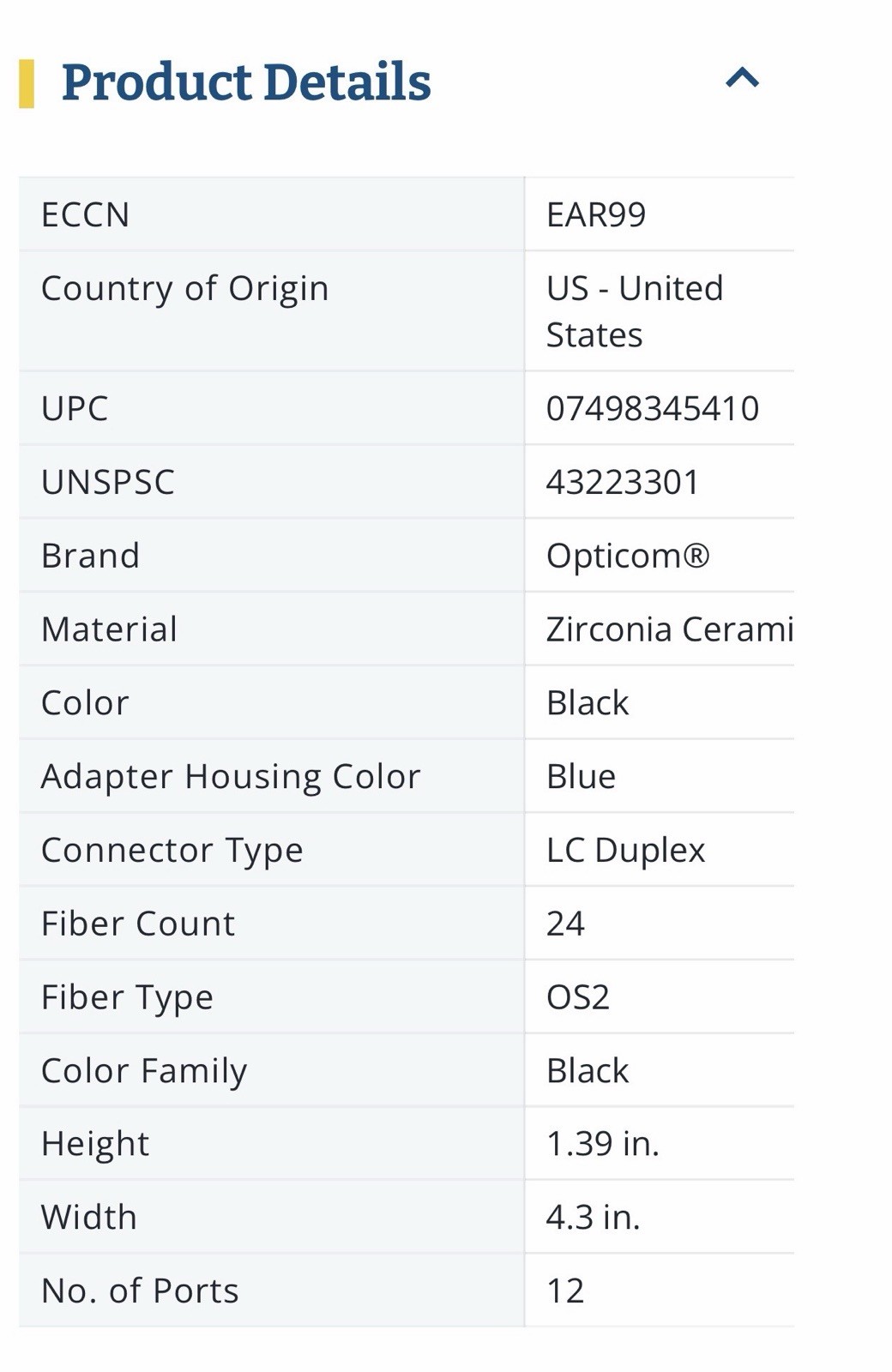 Panduit – FAP12WBUDLCZ – 12 DUPLEXES LC SM UPC OS1/OS2 FIBER Adapter Panel