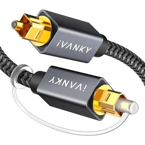 IVANKY Optical Audio Cable 10ft/3M Long Digital Audio 10 ft Grey Straight Cable