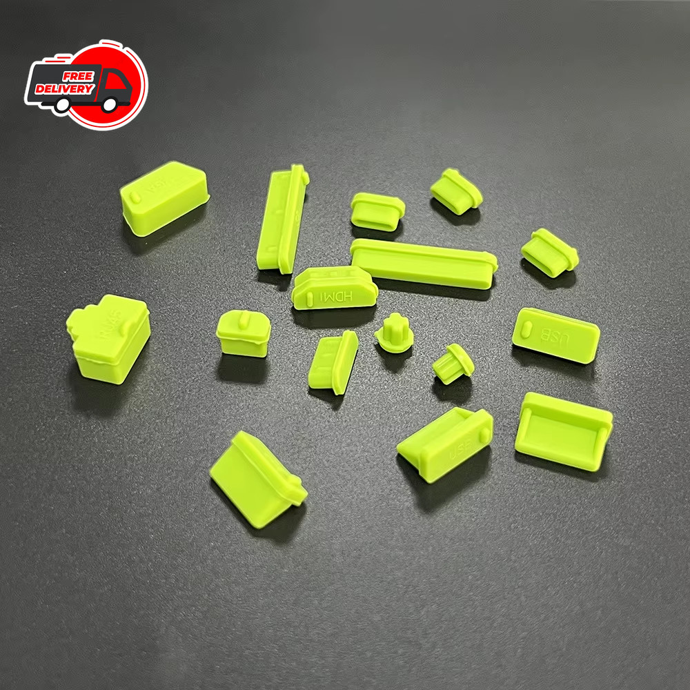 16pcs Universal Laptop Port Plug Silicone Dustproof USB Protector Cover Set