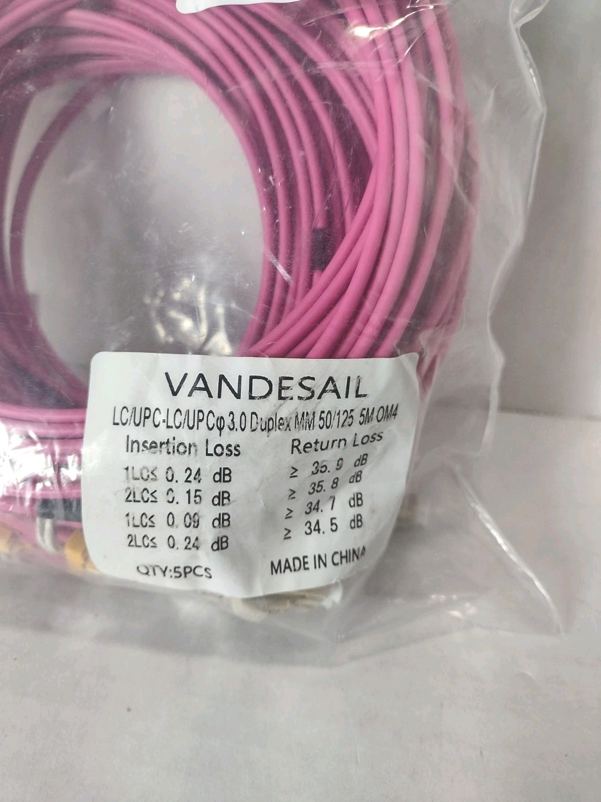 5 Pack LC to LC 0M4 Fiber Patch Cable, 1/10/40/100Gbs Multi Mode Fiber Optic …