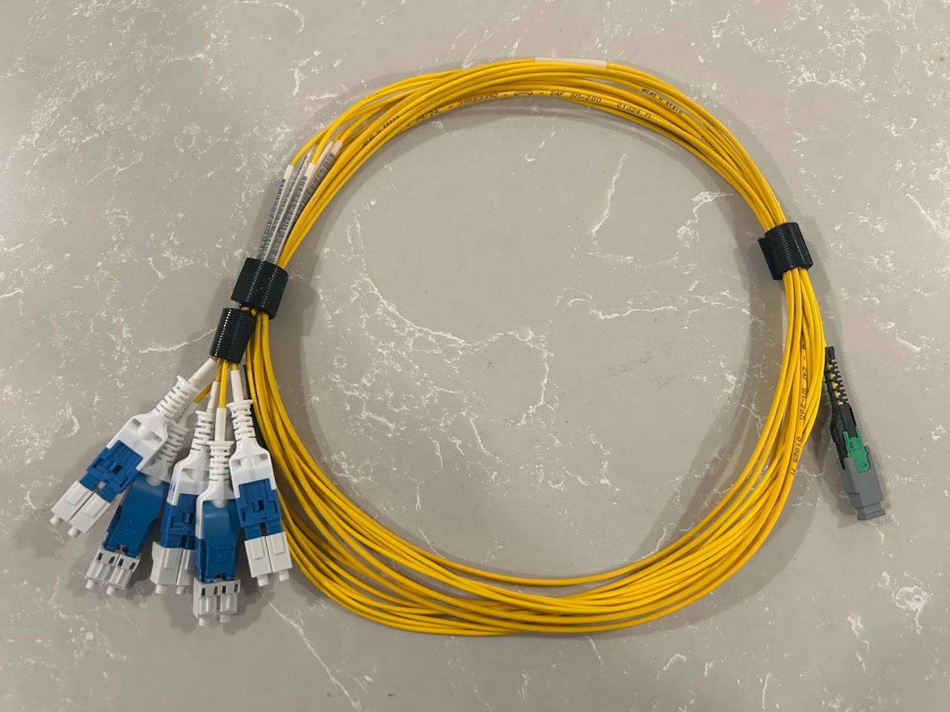 MMC-10 Male to 10 LC Duplex APC OS2 SM Optical Fiber Breakout Jumper Cable 3.6M