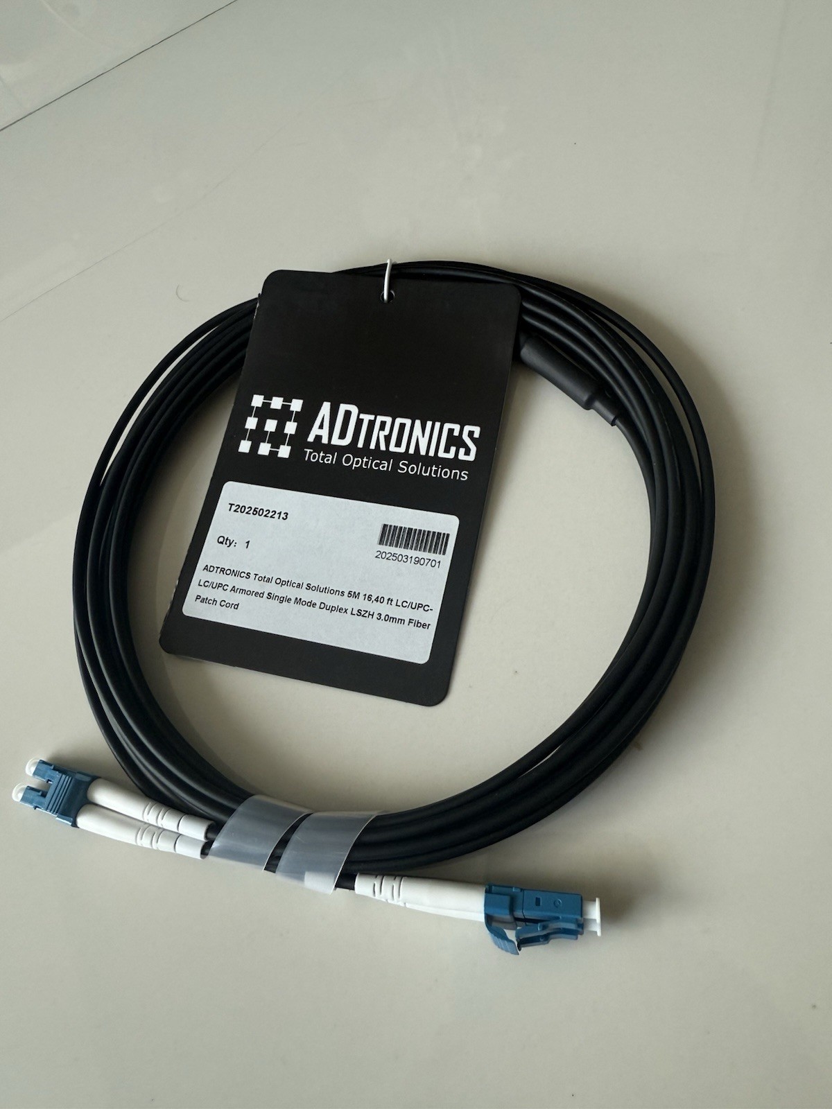 Armored Outdoor Fiber Cable LC LC 5M Singlemode 9/125 Duplex Network Patch Cord