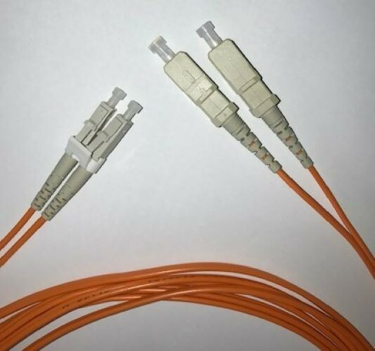 Fiber jumper patch cord Qty 10 5M, LC-SC Multimode OM4  Duplex, 50/125.  