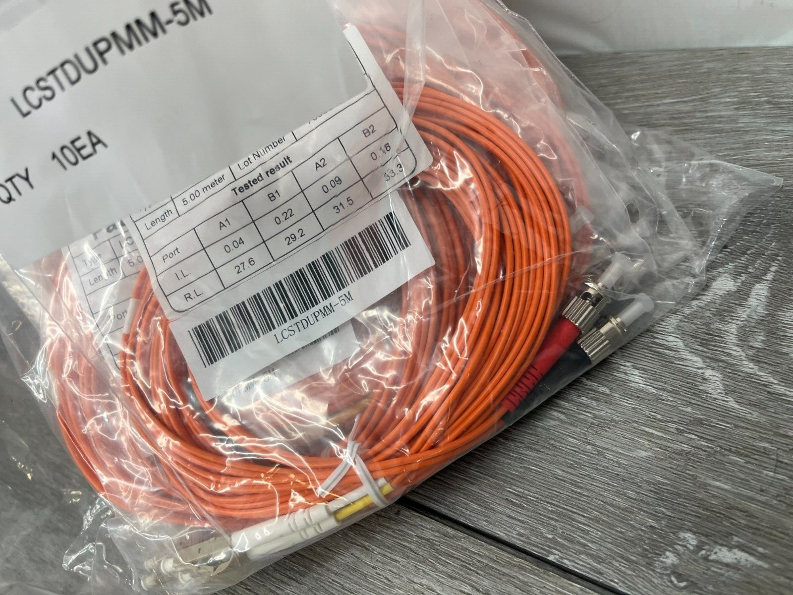 10pk LC/ST Duplex 62.5 2.0mm PVC Patch Cords, Orange 5M each
