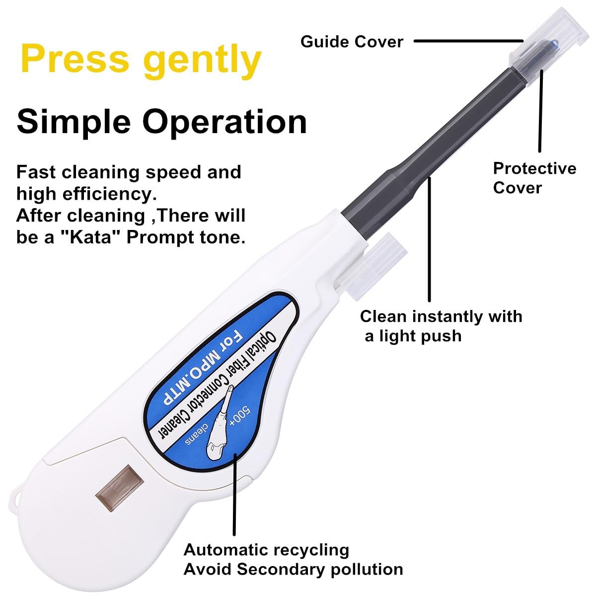Fiber Optic Cleaner for MPO/MTP Connectors, Over 500 Cleans, Fiber Endface & Opt