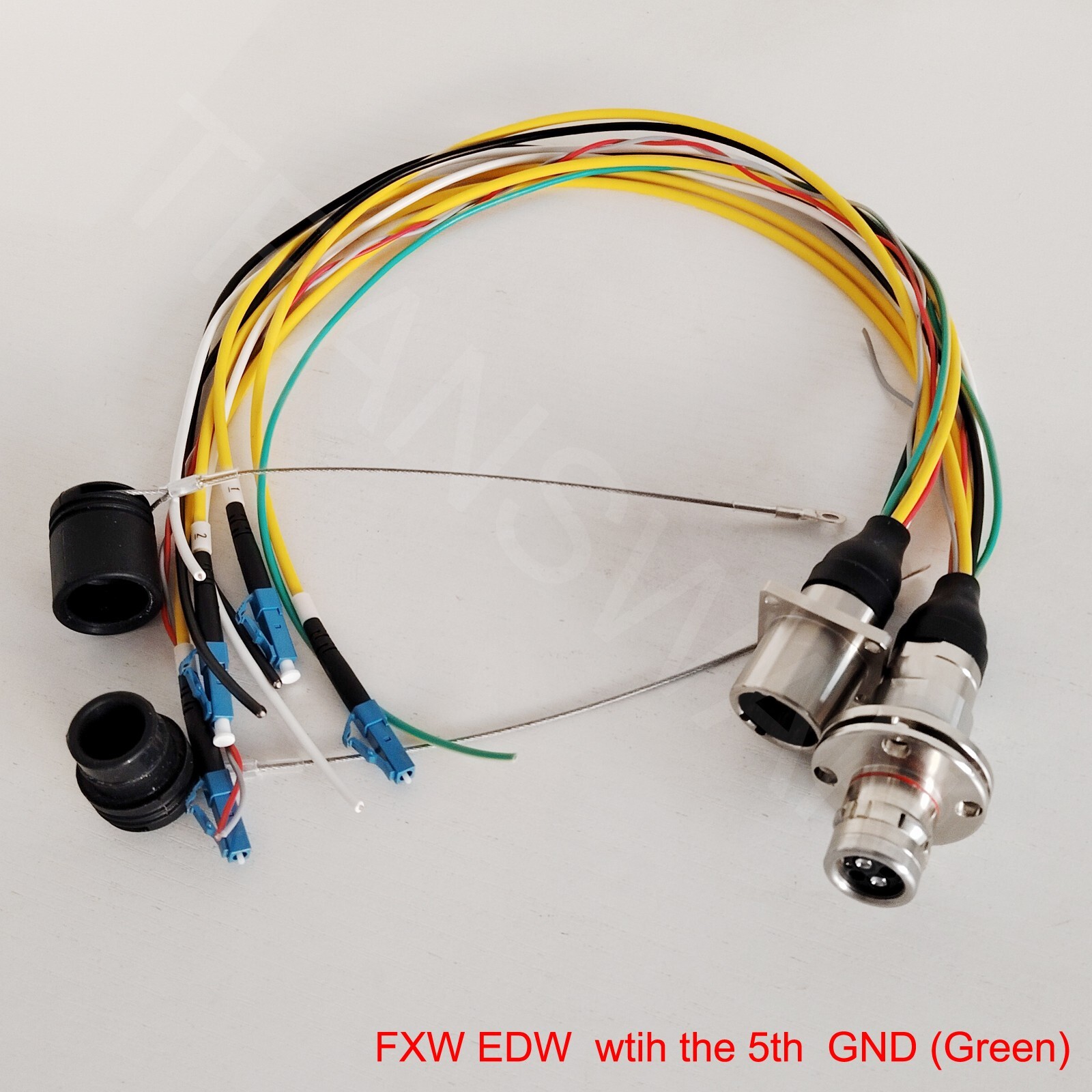 SMPTE311M 3K93C FXW & EDW with Tails 2 x SM Fibers & 5 x Wires, 5th GND (Green)