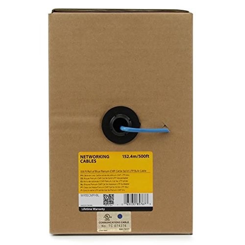 StarTech 500-Feet Roll of Blue Plenum CMP Cat5e Solid UTP Bulk Cable