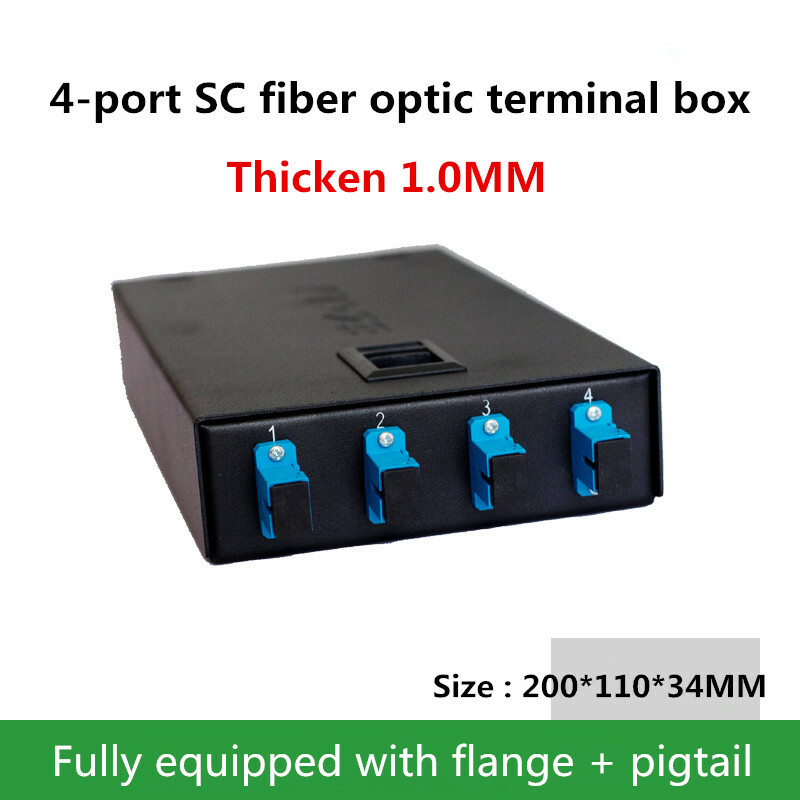 4-port SC fiber optic terminal box thickened 1.0MM including flange + pigtail