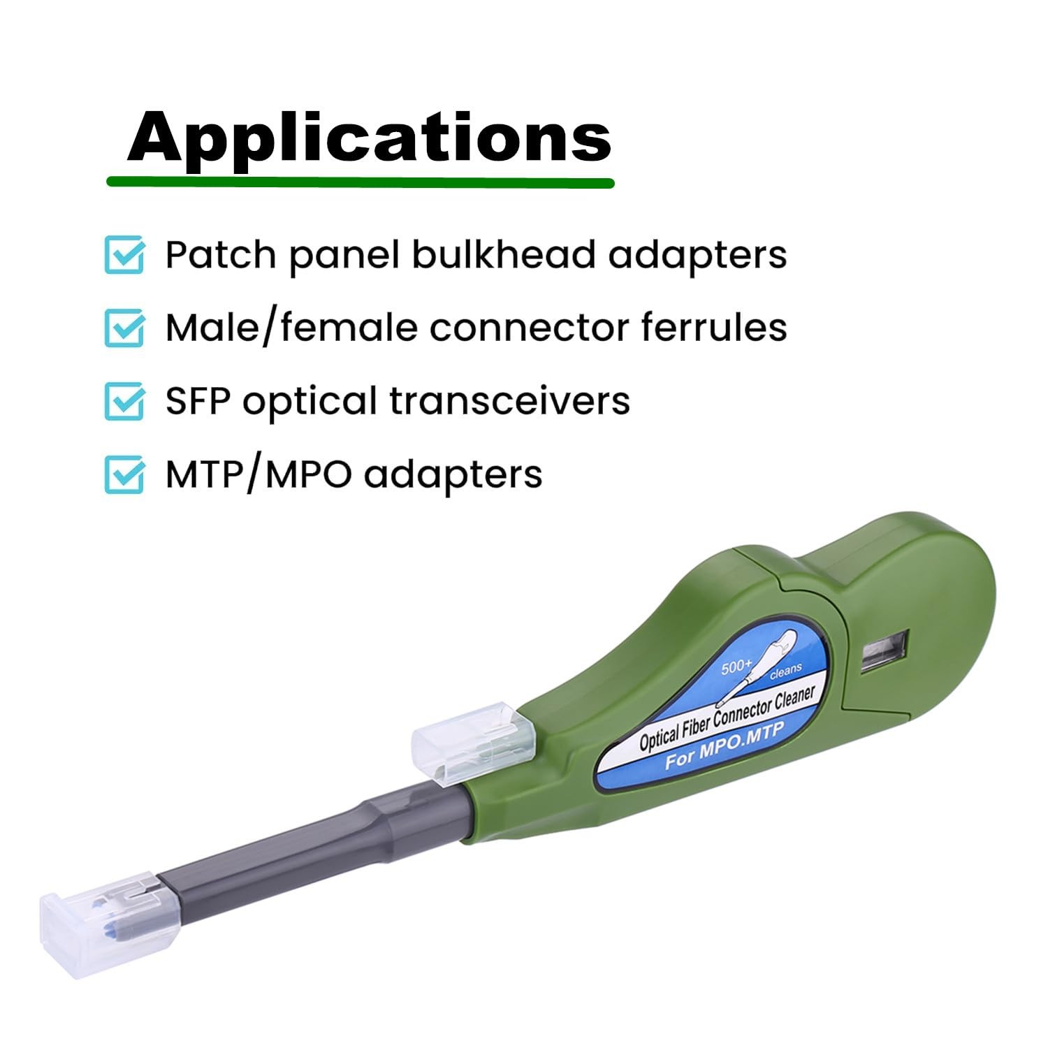 Fiber Optic Cleaner MTP/MPO Optical Connector Endface 500+ Cleans Green