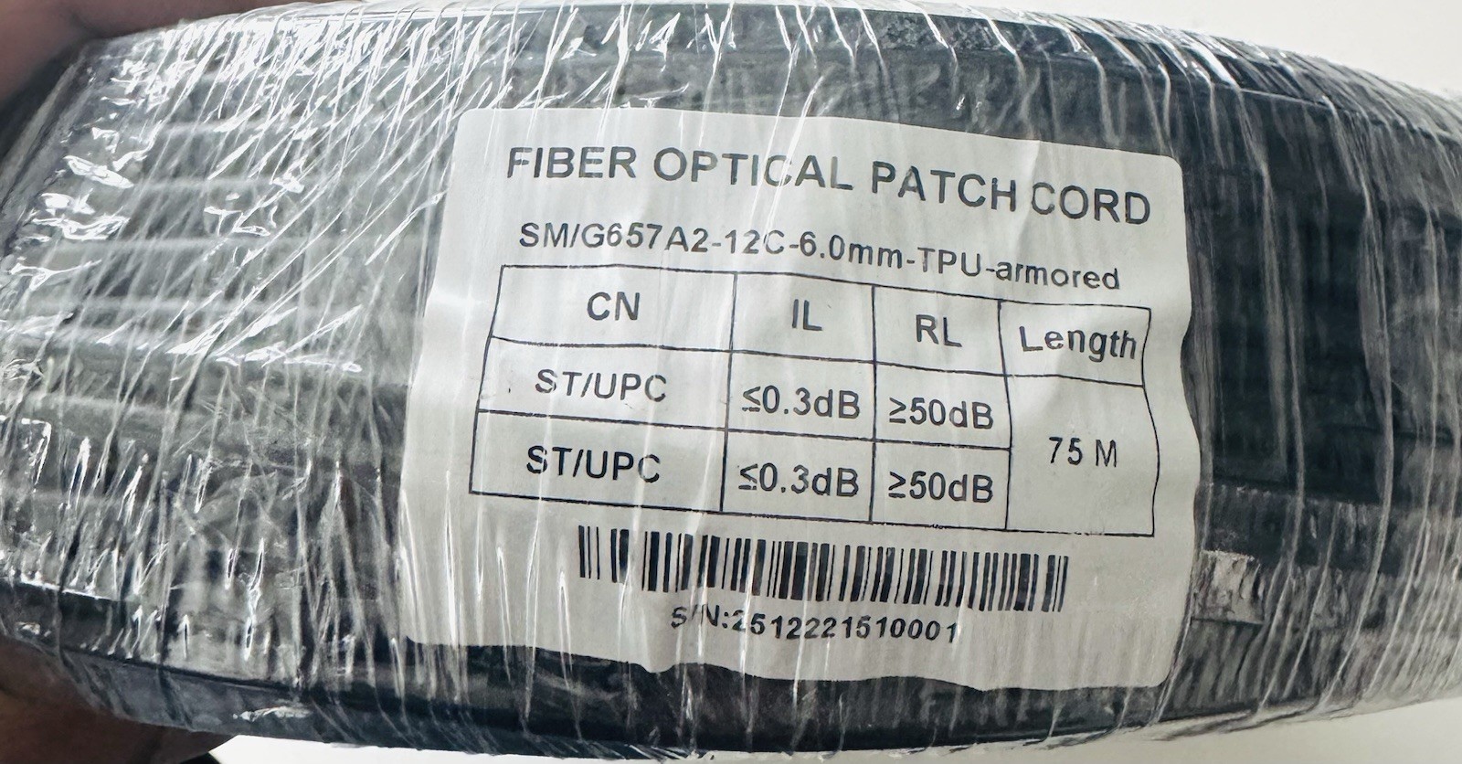 50M ST-ST Outdoor Armored Single Mode 12 Strands Fiber Optic Cable -25367