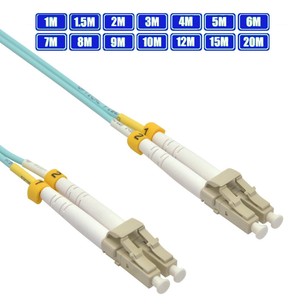 1-20m LC/UPC to LC/UPC Fiber Optic OM4 MultiMode Duplex 50/125 Lot Patch Cable