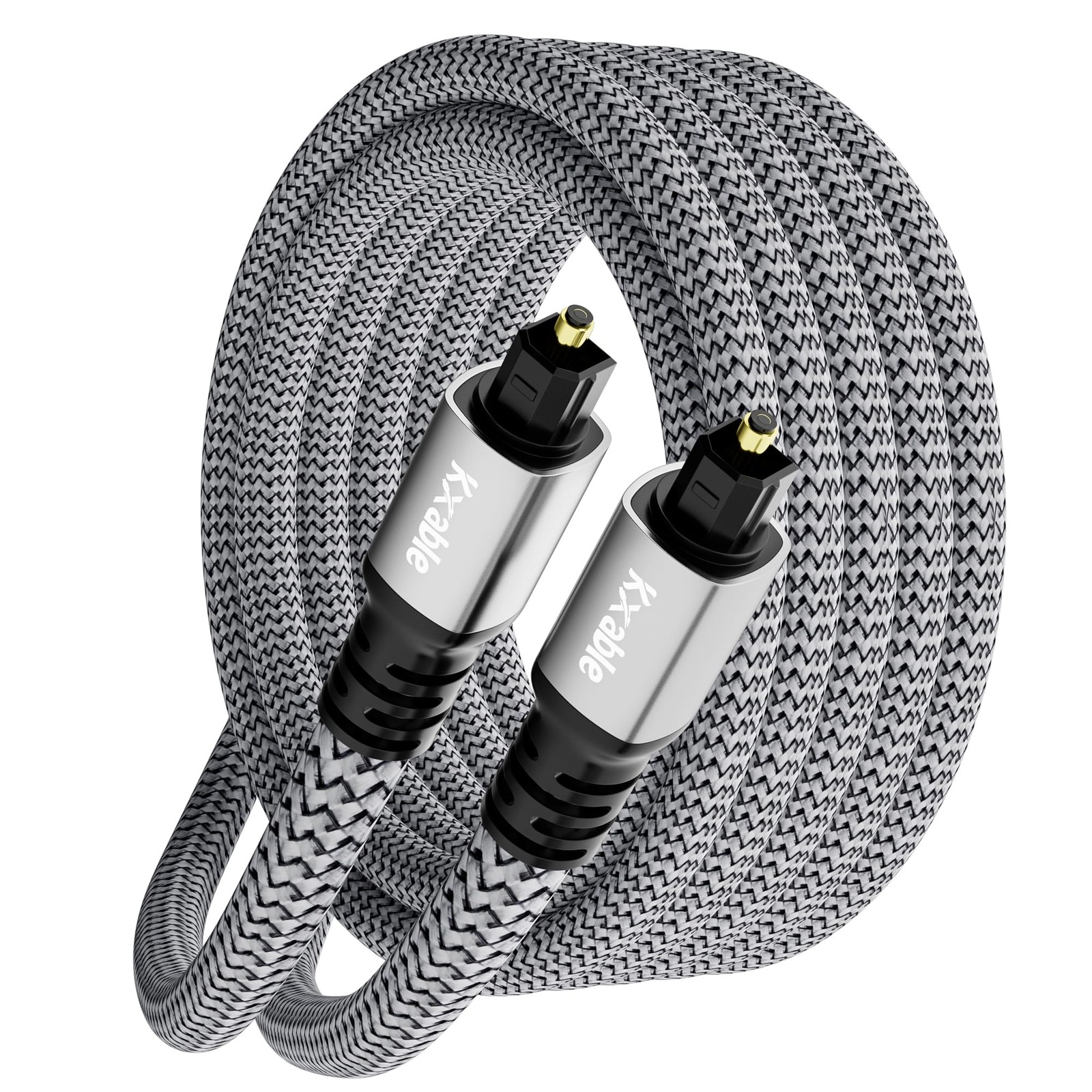 Optical Audio Cable 30 FT, Digital Cable, Toslink Fiber 30FT, Grey