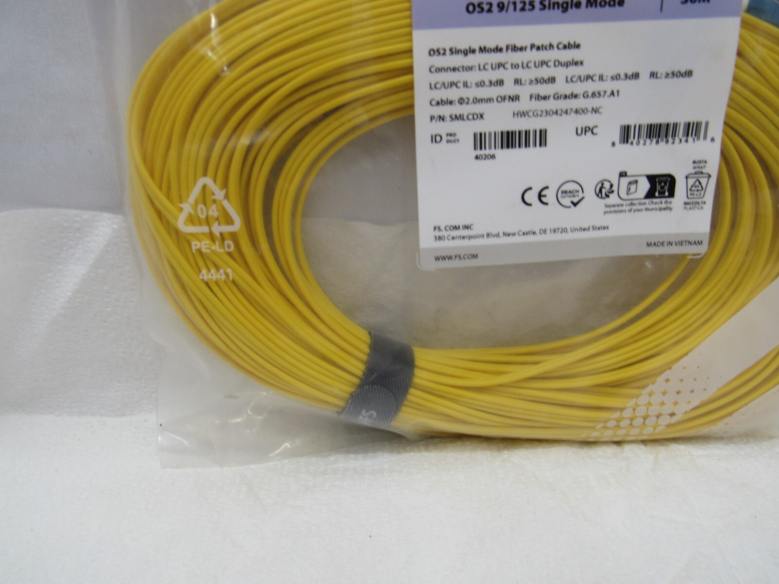 FS OS2 Singe Mode Fiber Patch Cable OS2/125 Single Mode 30M