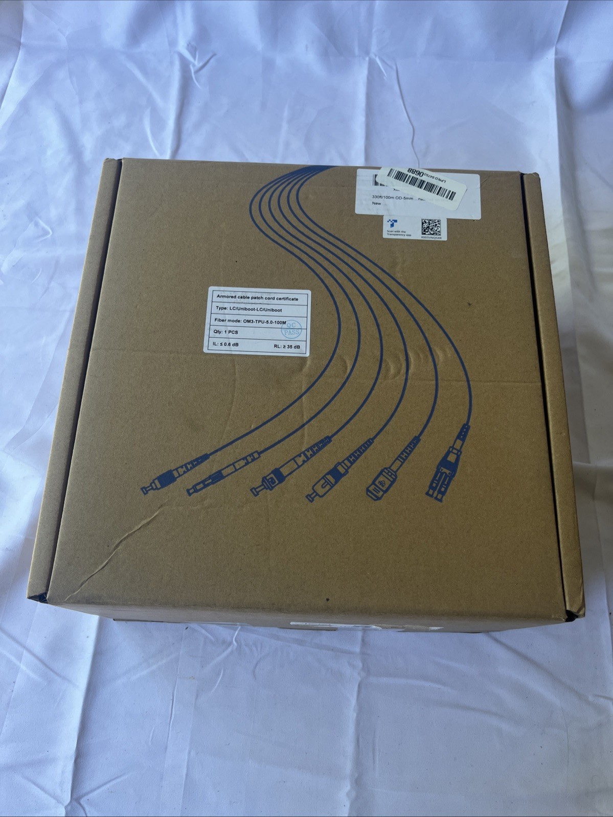 330Ft Outdoor Armored LC-LC Fiber Patch Cable, Duplex Multimode 40Gb OD-5mm