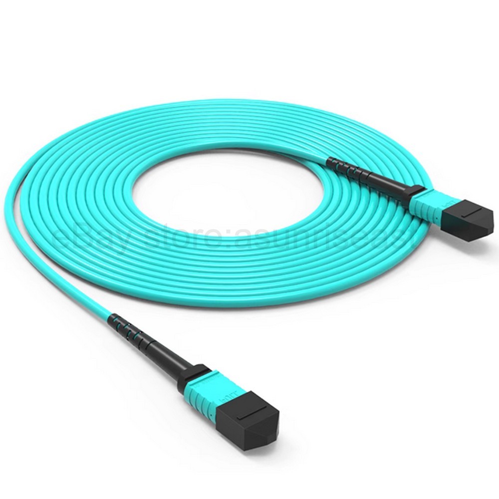 Fiber Optic Patch Cord MPO to MPO Male to Male OM3 Cable 8 or 12 Core Type B lot