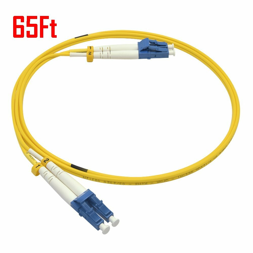 65FT 20M Meter LC UPC to LC UPC Duplex 9/125 Single Mode Fiber Optic Patch Cable