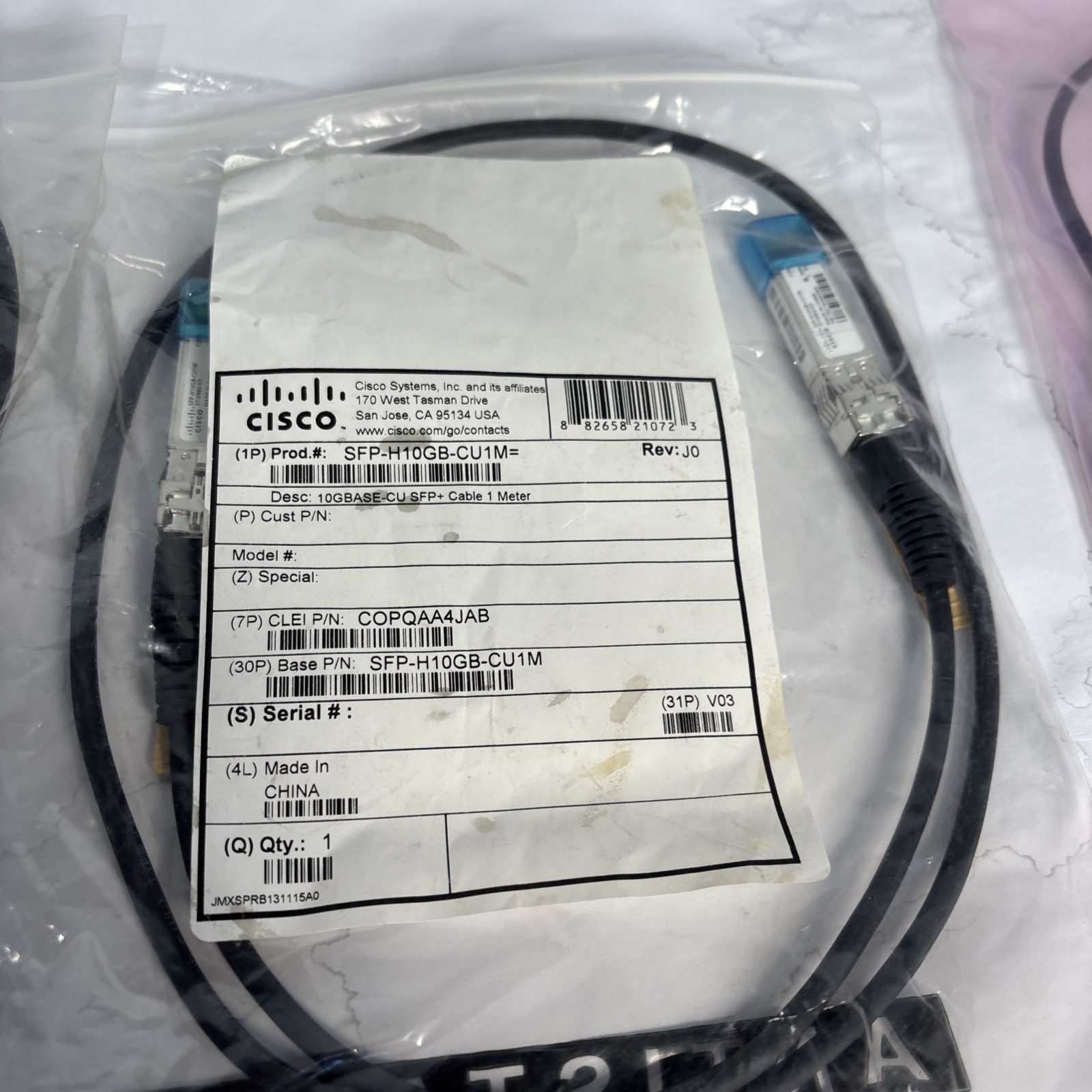 (Lot Of 7) CISCO SFP-H10GB-CU1M 10GBASE-CU SFP+ Cable. Cables Are Used!!!