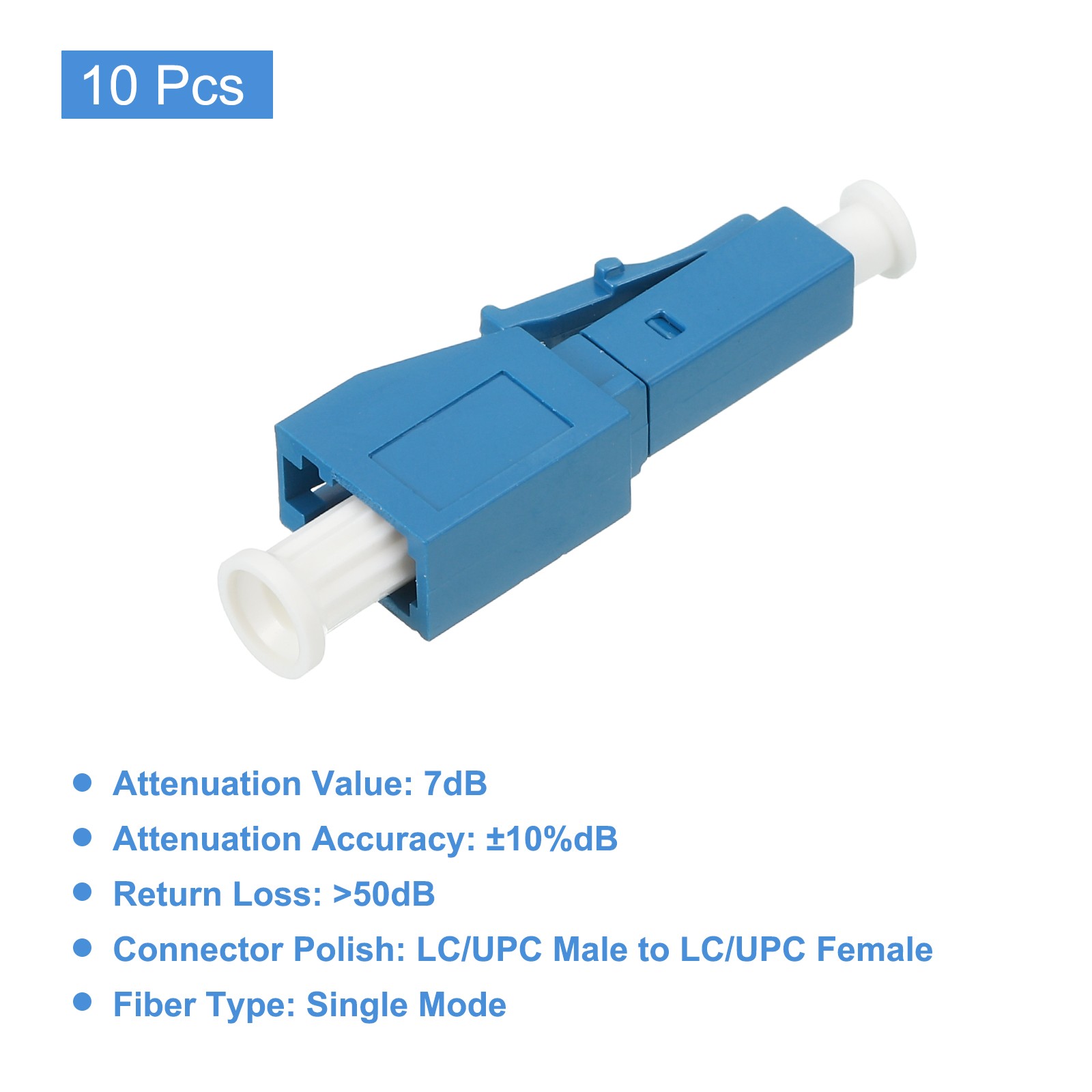 10Pcs Optical Attenuator 7dB LC/UPC Single Fashion for Male-Female Connectors