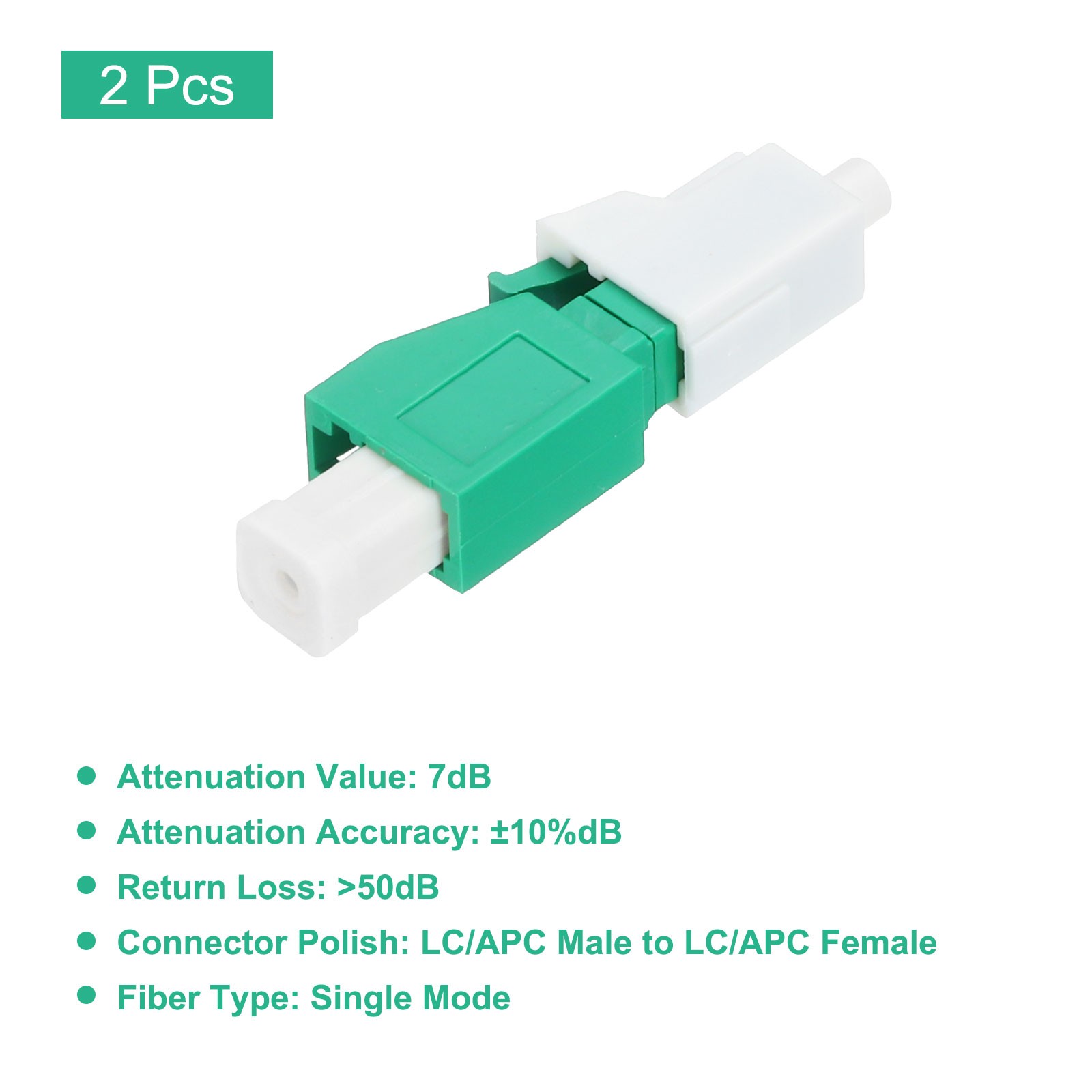 2PCS Fiber Attenuator 7dB LC/APC, Single Mode Fixed Male to Female Attenuator