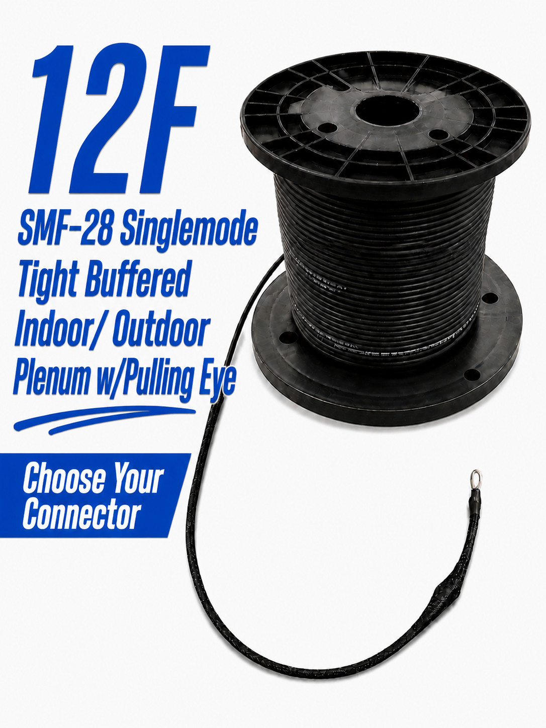 12 Fiber Indoor/Outdoor Singlemode Distribution Plenum Preterm Assembly USA Made