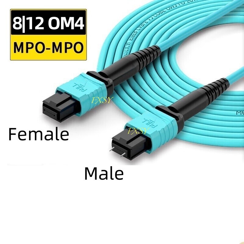 1-40M MPO/PC Male to MPO/PC Female OM4 8|12F Type A Fiber Optical Patch Cord MTP