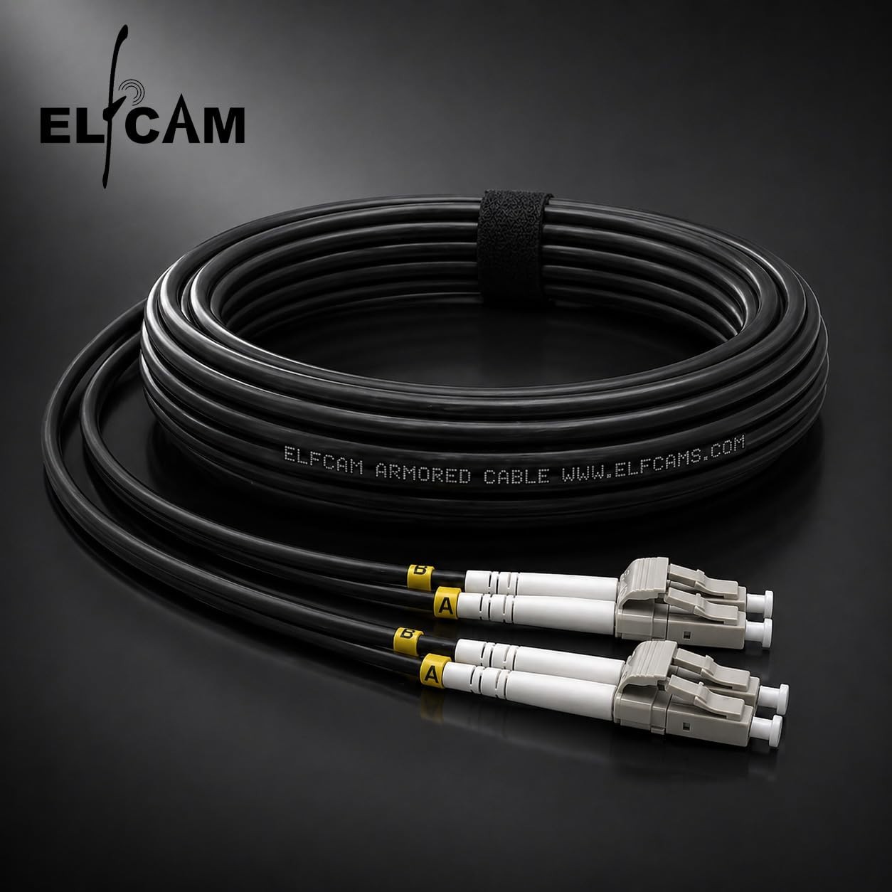 20m Armored Fiber Optic Cable LC/UPC to LC/UPC OM3 Duplex 50/125μm Indoor/Outdoo