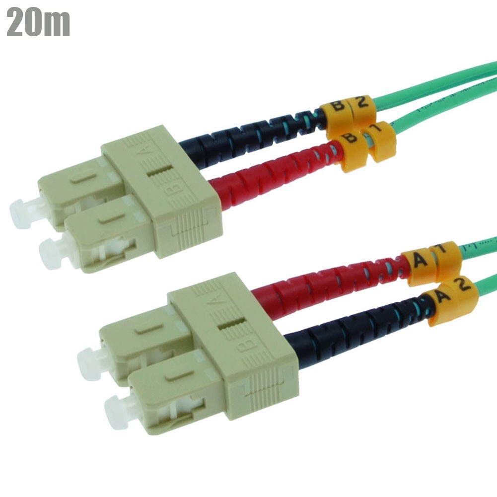 20M SC-SC 10Gb OM3 Fiber Optic Duplex Multimode 50/125 Optical Patch Cable Aqua