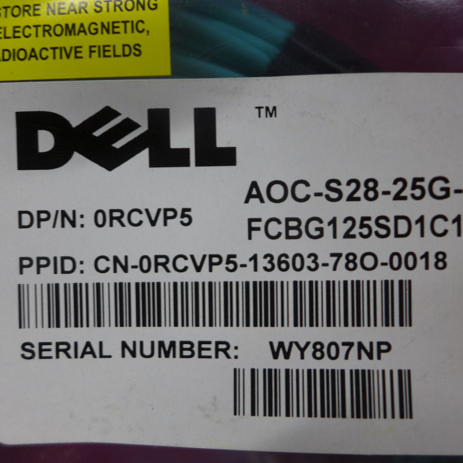 NEW Dell SFP28 to SFP28 25GbE Active Optic Fiber Cable RCVP5
