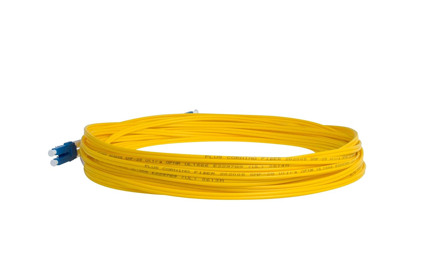 500ft LC to LC Singlemode Fiber Patch Cable, Duplex Yellow OFNR Jacket