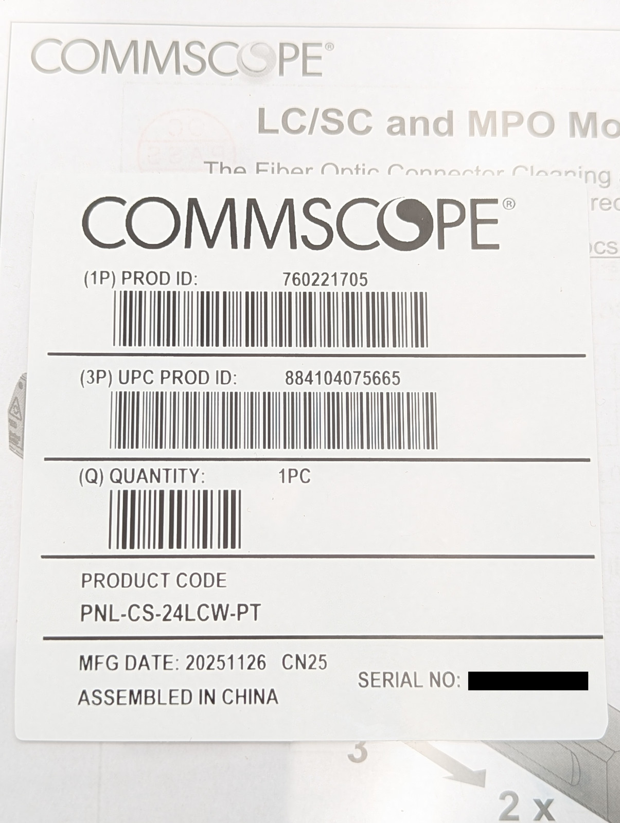 Commscope Fiber Optic Teraspeed Splicing Cassette 24LC (760221705) Black