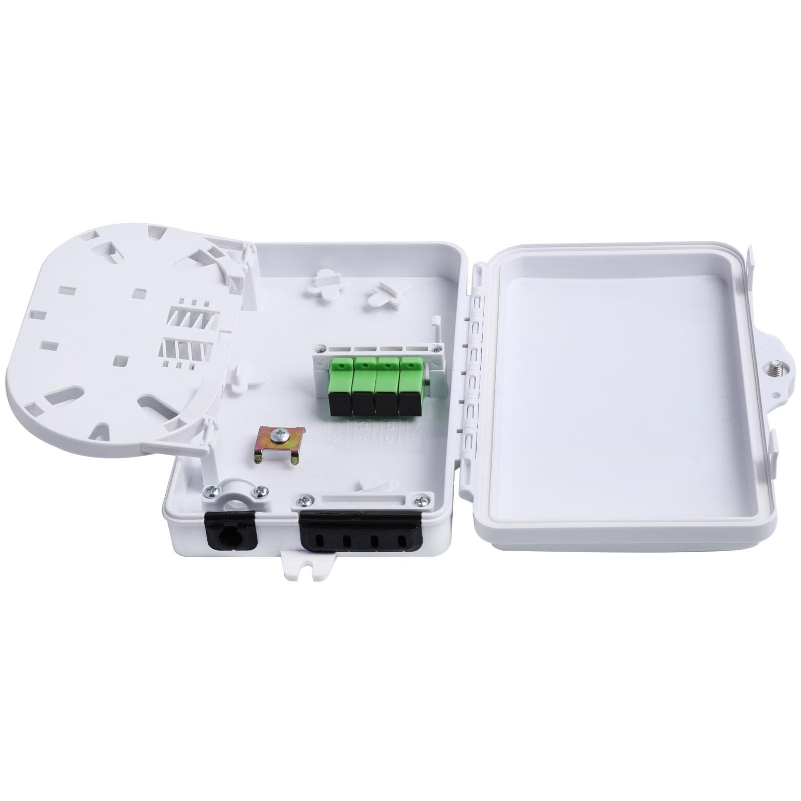 White 4Port Fiber Optic Distribution Box Waterproof ABS Plastic SC/APC