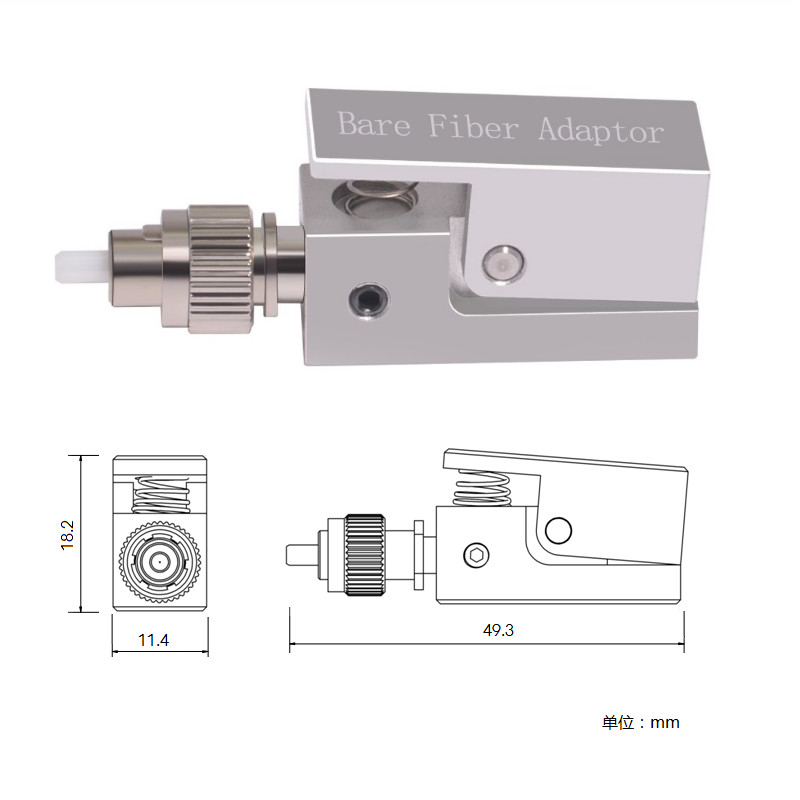 FC square bare fiber adapter coupler flange multiple inside diameters optional
