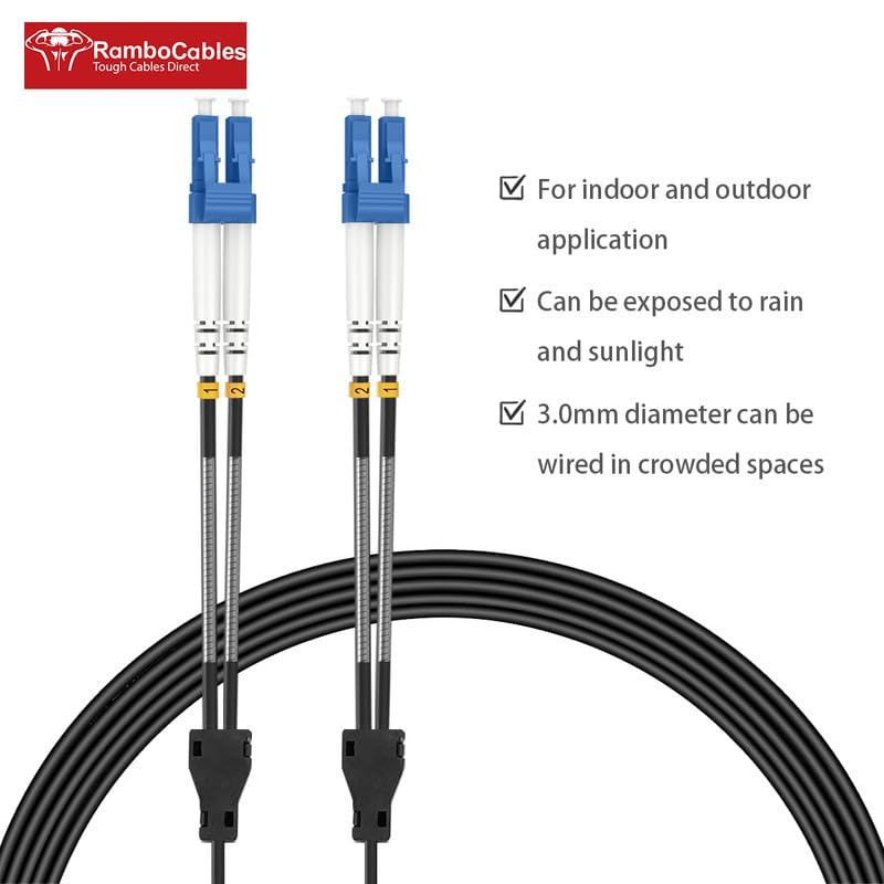 -Os2 LC to LC Single Mode Fiber Patch Cable Armored, 300Ft/92M | Outdoor SMF Fib