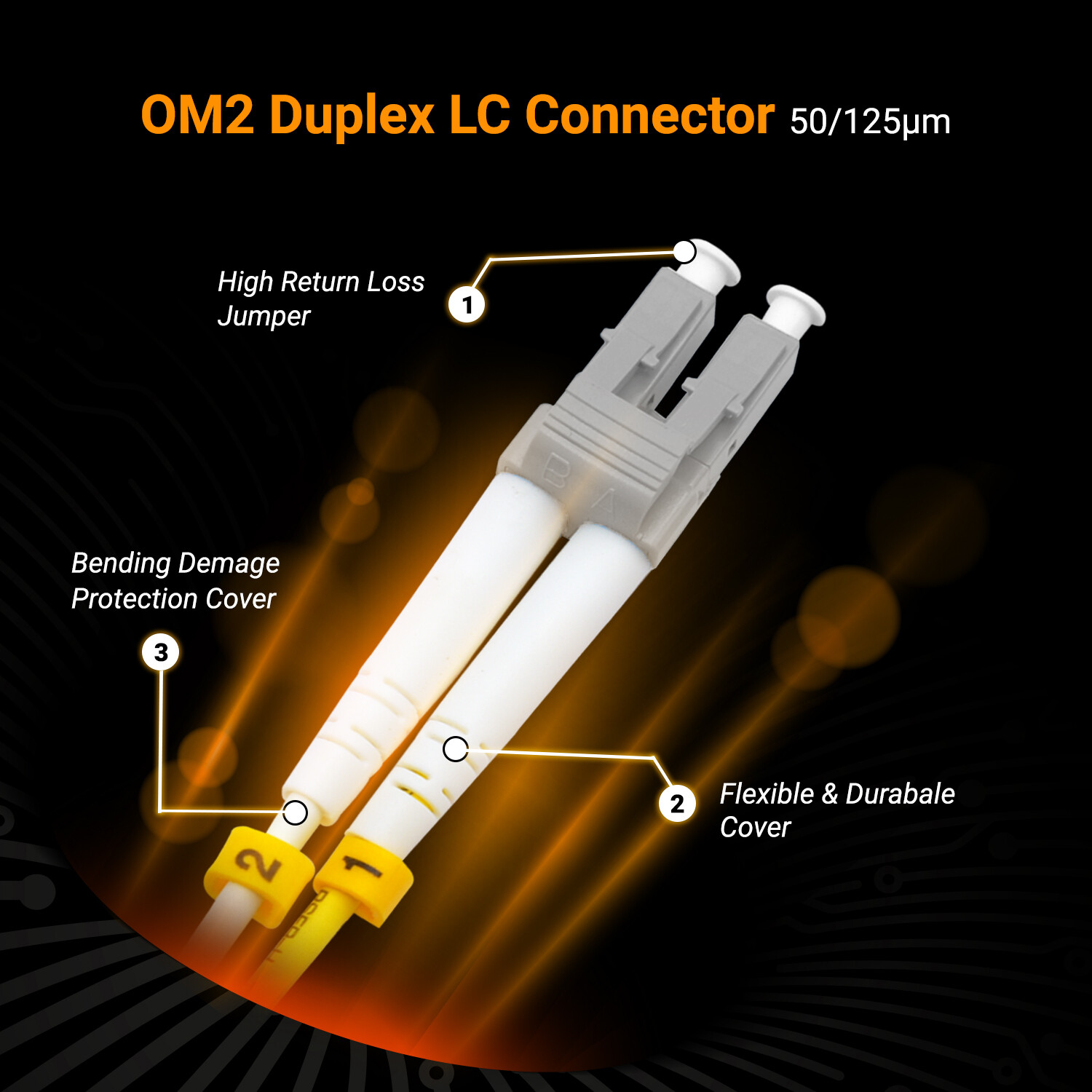 OM2 LC to LC Fiber Optic Patch Cable Multimode Duplex 50/125 Orange LC LC 1M-15M