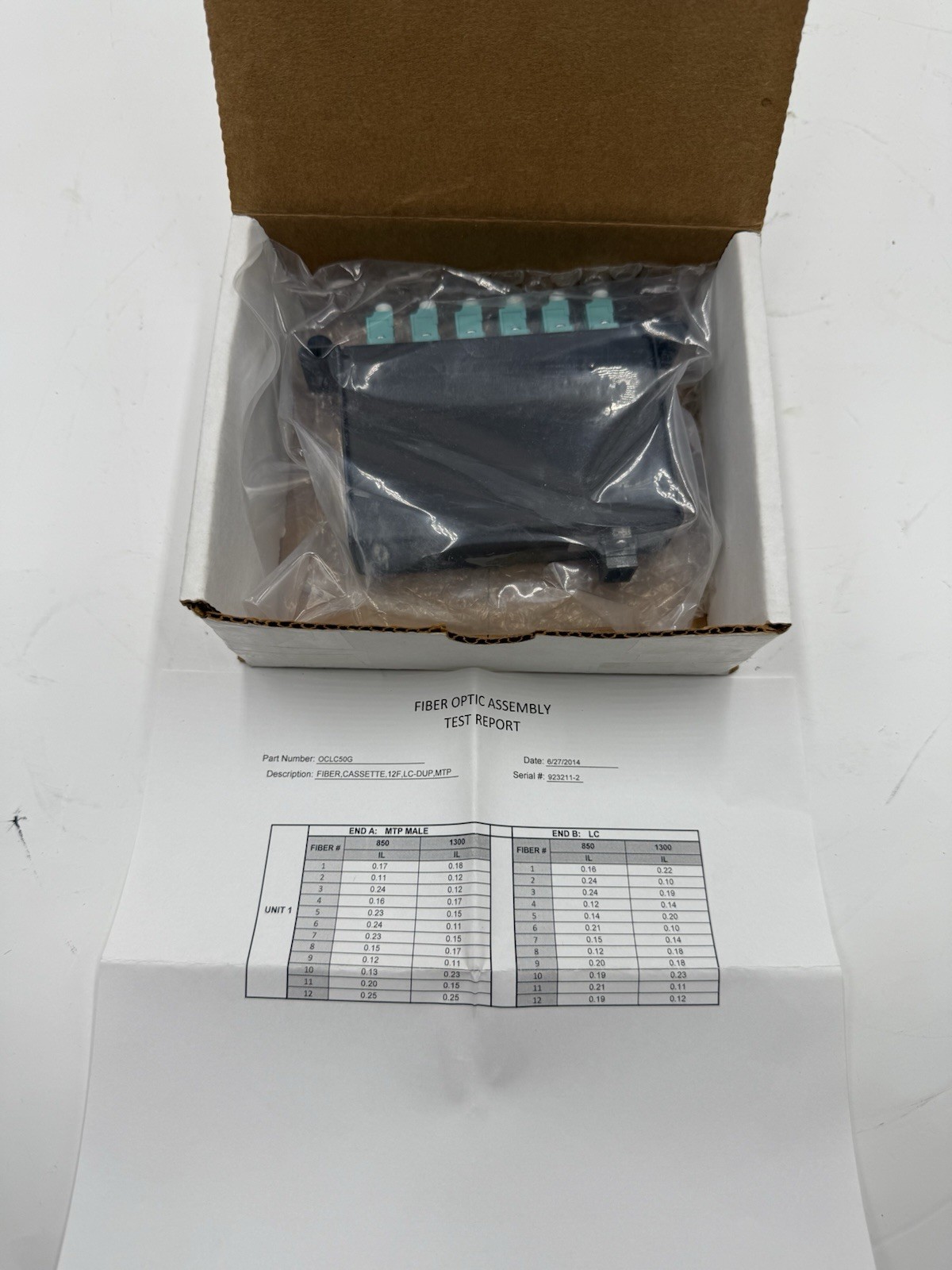 Hubbell OCLC50G4 Fiber Optical Cassette 12 Fiber LC-Duplex-MTP 50/125 OM4