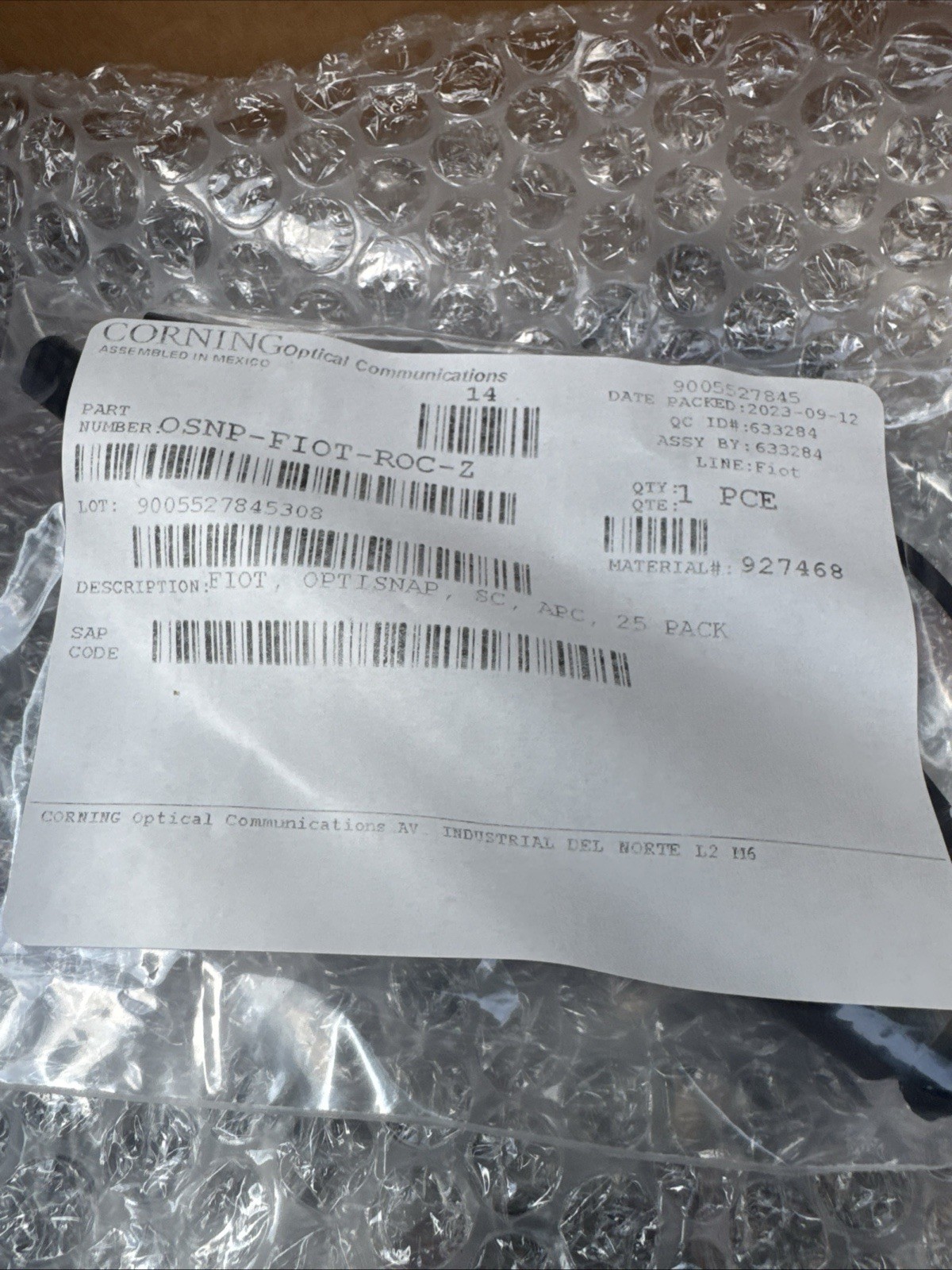 1 CORNING OptiTap OSNP-FIOT-ROC-Z Field Installable Connector SC
