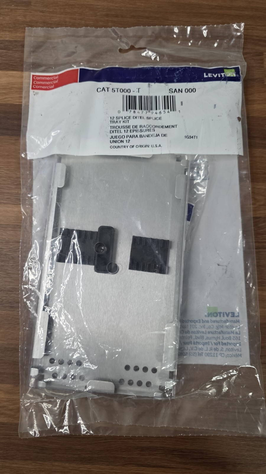 Leviton 5T000-T 4×7 12 Fiber Splice Tray Heat Shrink Style Plastic Holder w/Feet