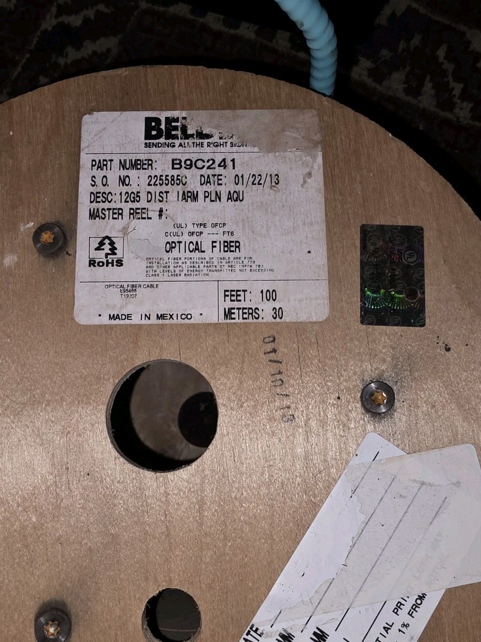 Belden B9C241 12 Core Armored Fiber Optic Cable Spool – 30m/100Ft NEW