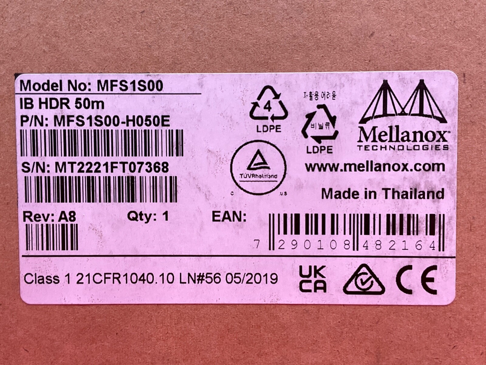 Mellanox LinkX 200 Gigabit QSFP56 to QSFP56 Cable 50 meters MFS1S00-H050E NEW✅❤️
